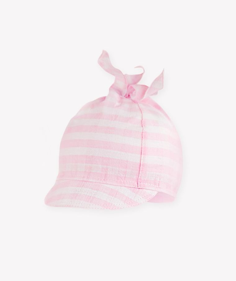 Czapka z daszkiem dziewczęca, różowa, kratka, Iltom