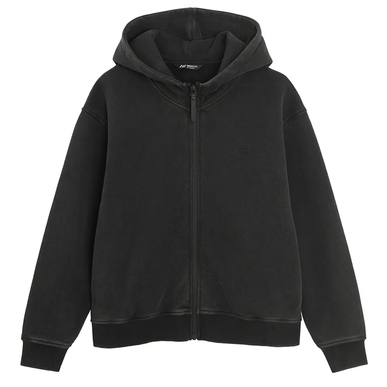 Czarna bluza oversize z kapturem zapinana na suwak NOWEAR