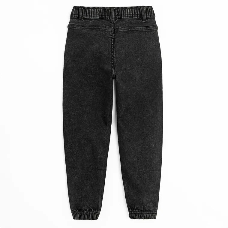 Czarne jeansowe joggersy z regulacją Cool Club