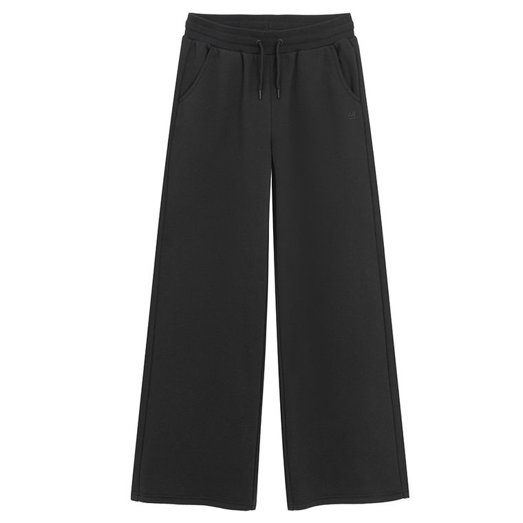 Czarne spodnie dresowe z szerokimi nogawkami NOWEAR