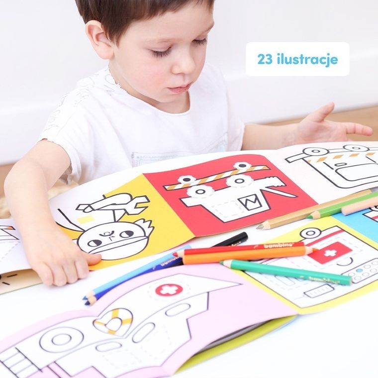 CzuCzu, Dłuuugie rysowanki, Pojazdy w pracy, książeczka edukacyjna, 3+