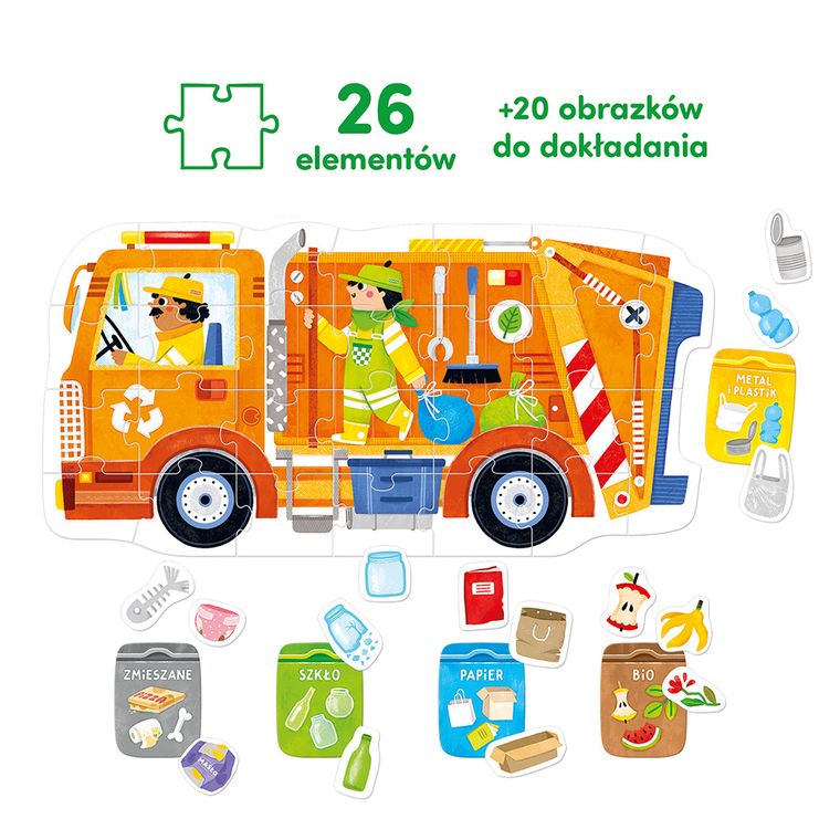 CzuCzu, Moto puzzle, Śmieciarka, 26 elementów