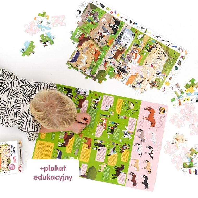 CzuCzu, Puzzle obserwacyjne. Stadnina koni + plakat edukacyjny, 84 elementy
