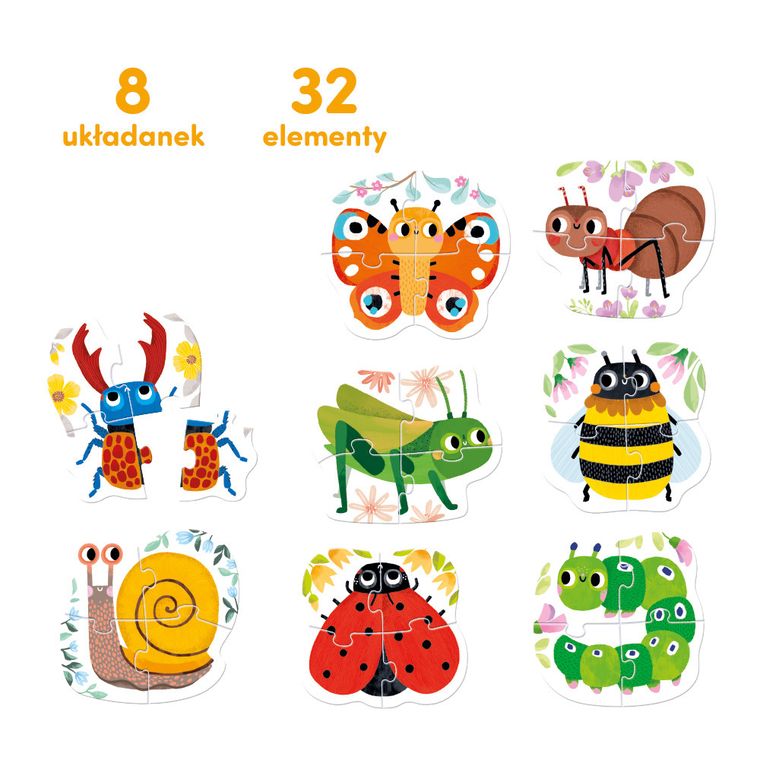 CzuCzu, Robaczki czworaczki, puzzle, 8-4 elementy