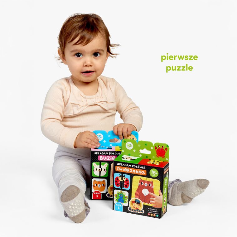 CzuCzu, Układam połówki, Zwierzątka, pierwsze puzzle, dwuelementowe, dla dzieci 18m+