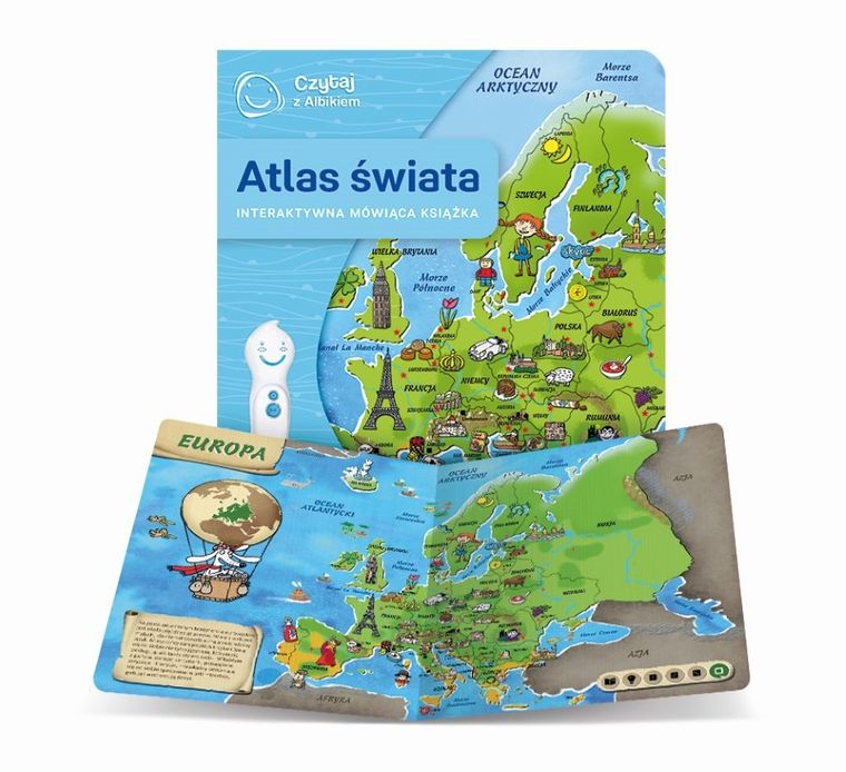 Czytaj z Albikiem. Pióro + Atlas świata