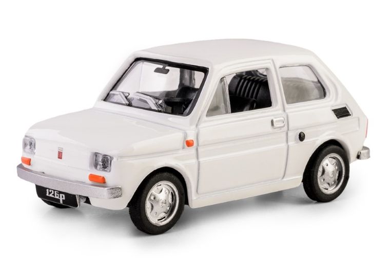 Daffi, Kolekcja Polskiej Motoryzacji, Fiat 126p, pojazd, model metalowy, biały, 1:43