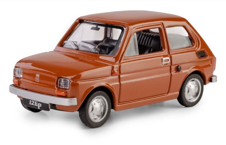 Daffi, Kolekcja Polskiej Motoryzacji, Fiat 126p, pojazd, model metalowy, brązowy, 1:43