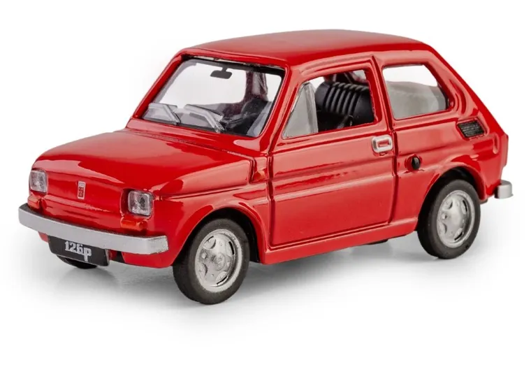 Daffi, Kolekcja Polskiej Motoryzacji, Fiat 126p, pojazd, model metalowy, czerwony, 1:43