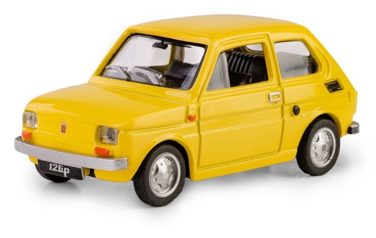 Daffi, Kolekcja Polskiej Motoryzacji, Fiat 126p, pojazd, model metalowy, żółty, 1:43
