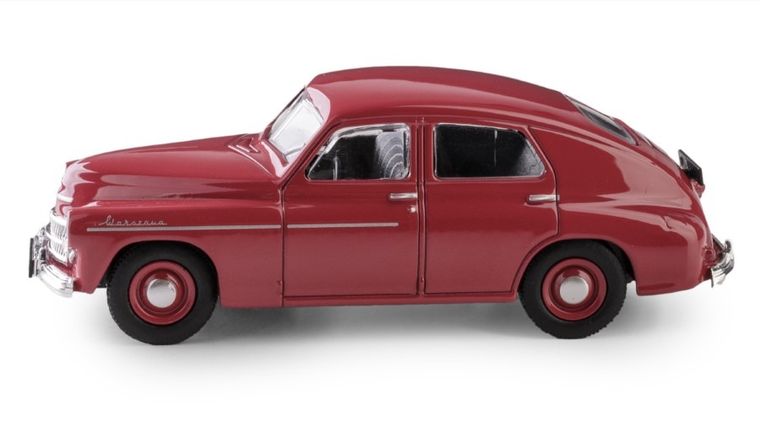 Daffi, Kolekcja Polskiej Motoryzacji, Warszawa M20, pojazd, model metalowy, bordowy, 1:43