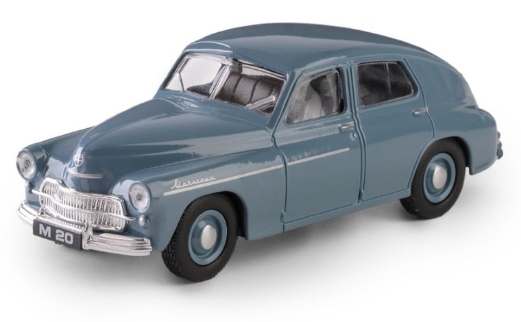 Daffi, Kolekcja Polskiej Motoryzacji, Warszawa M20, pojazd, model metalowy, niebieski, 1:43