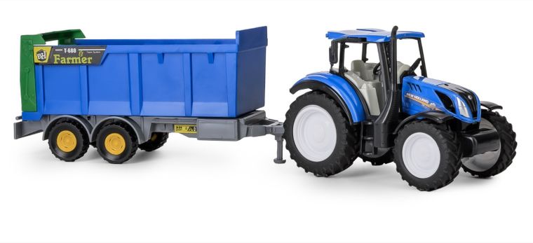 Daffi, Mały Rolnik, New Holland T5, traktor z rozrzutnikiem obornika, 1:32