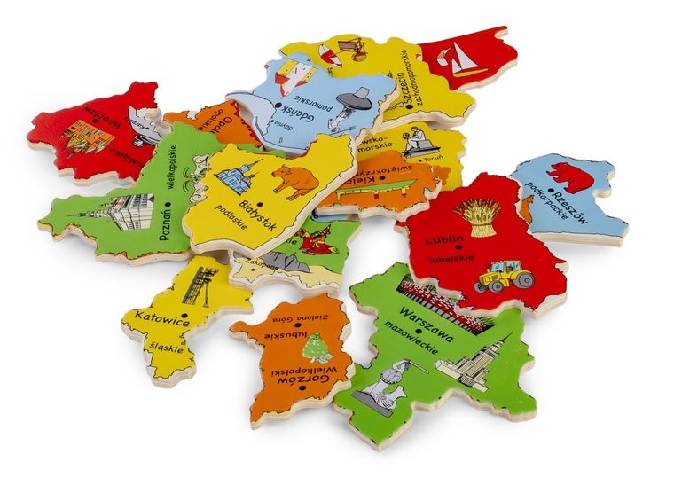 Daffi, Mapa Polski, puzzle drewniane, 16 elementów