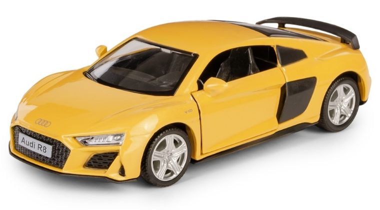 Daffi, RMZ City, Audi R8 2019, pojazd, model metalowy, żółty, 1:32