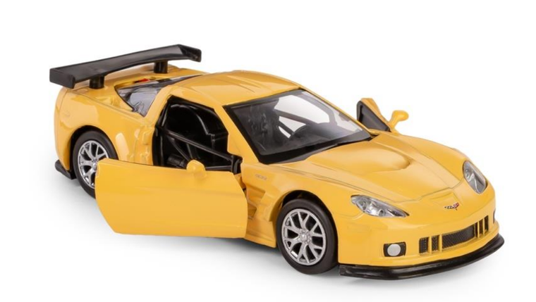 Daffi, RMZ City, Chevrolet Corvette C6-R, pojazd, model metalowy, żółty, 1:32