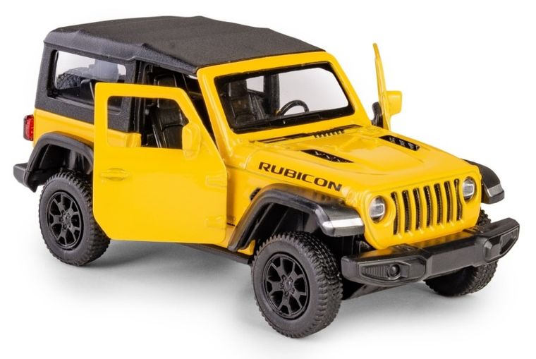 Daffi, RMZ City, Jeep Wrangler Rubicon 2021 Soft Top, pojazd, model metalowy, żółty, 1:32