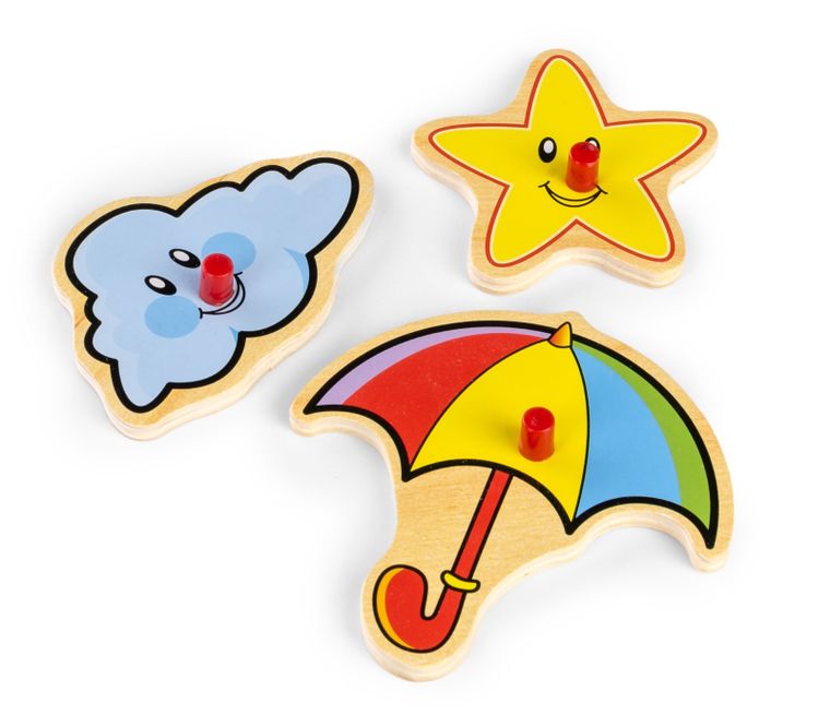 Daffi, układanka drewniana z rączką, pogoda, 8 elementów