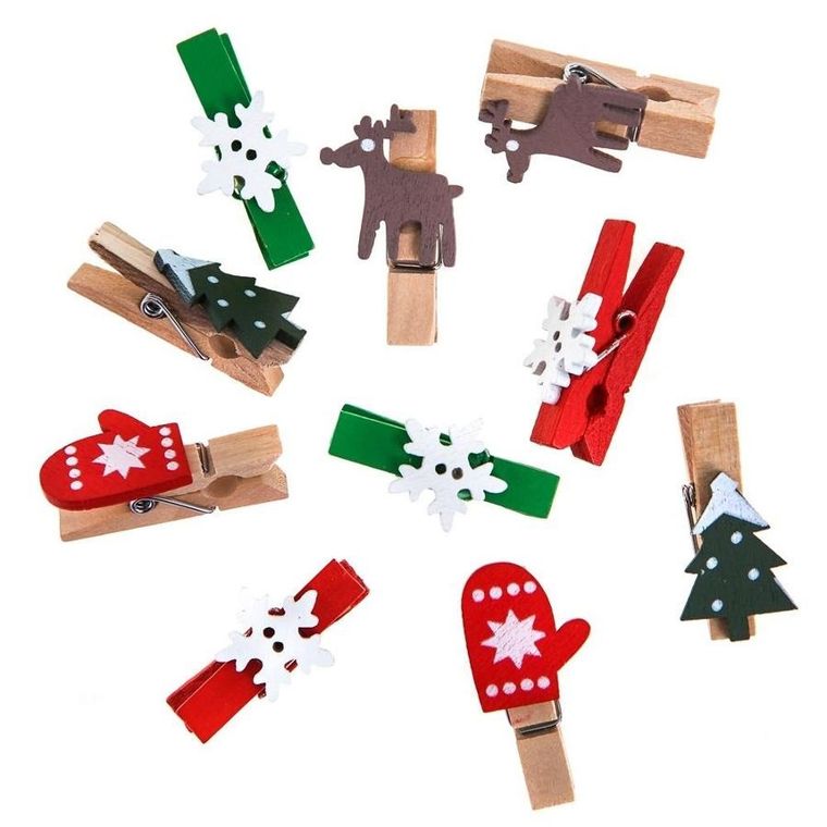 Dalprint, klamerki drewniane, boże narodzenie, 10 szt.