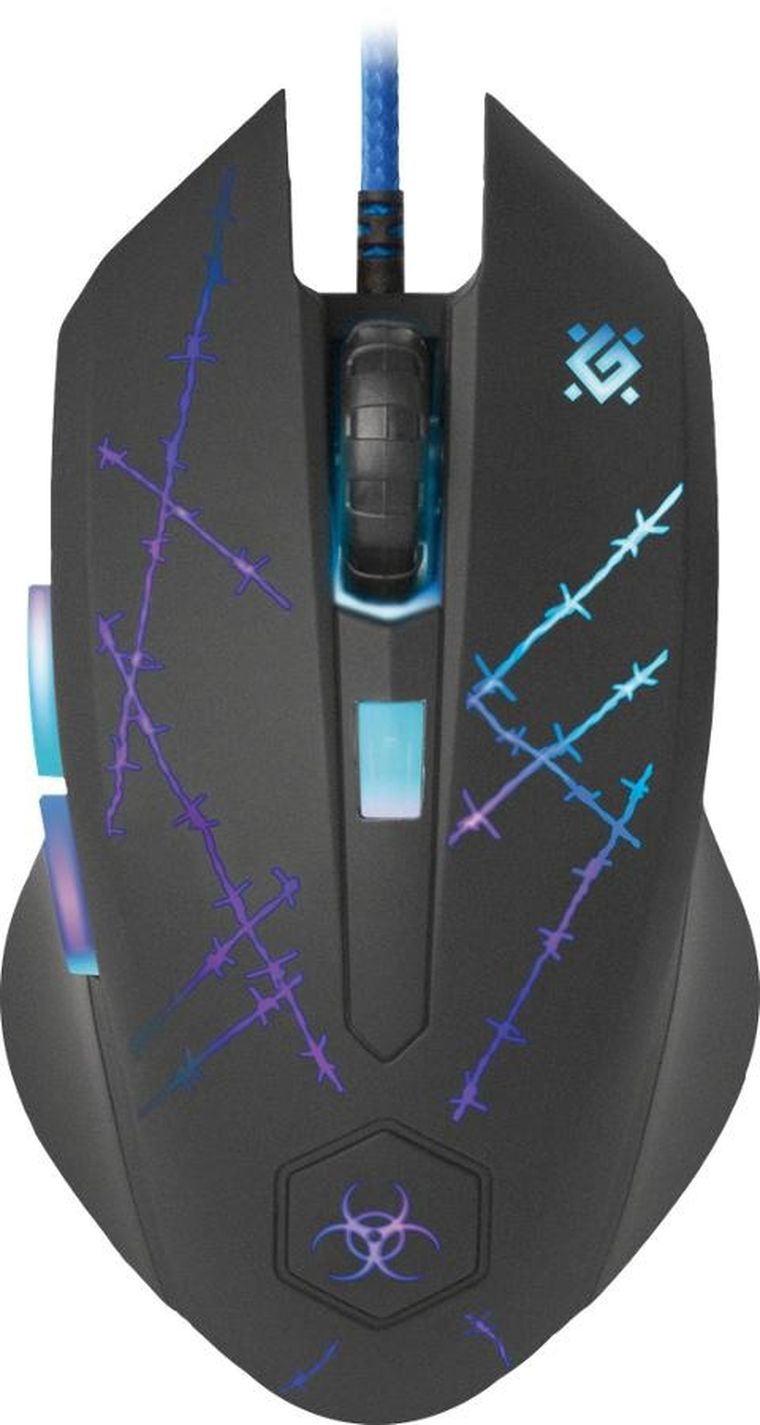 Defender, Forced, mysz przewodowa, Gm-020l 800/1800/2400/3200 Dpi, 6p + podkładka + gra, 52020