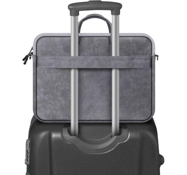 Defender, Solid Leather, torba na laptopa 15,6", szara