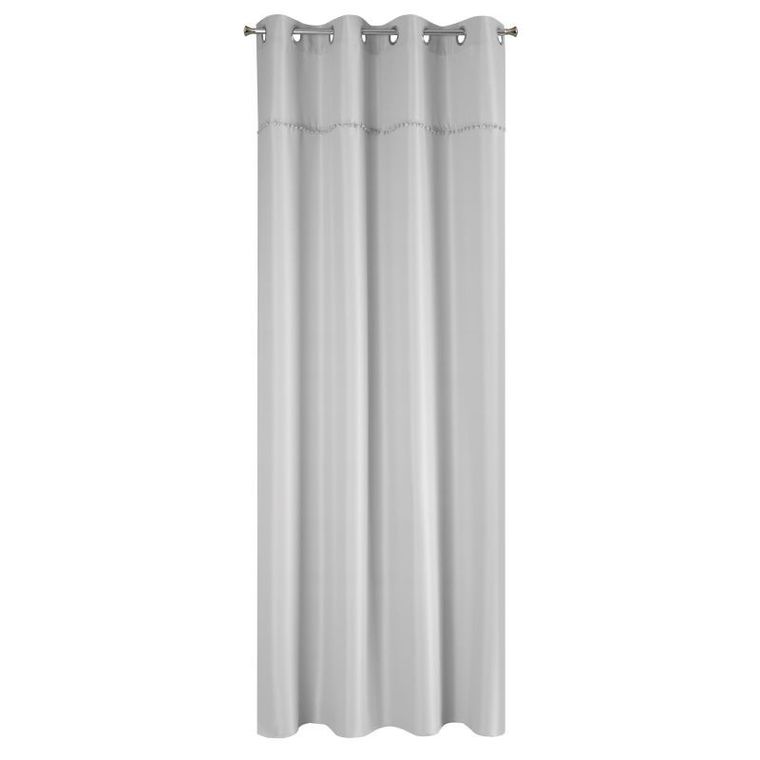 Defne, zasłona gotowa, jednokolorowa, zdobiona pomponami, 135-260 cm