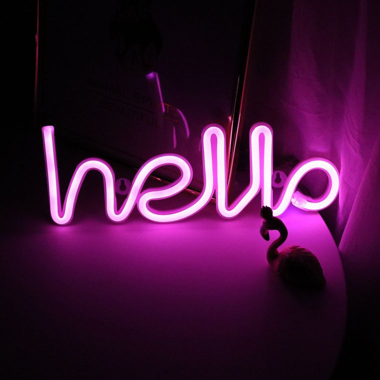 Dekoracyjna lampka neonowa LED, hello