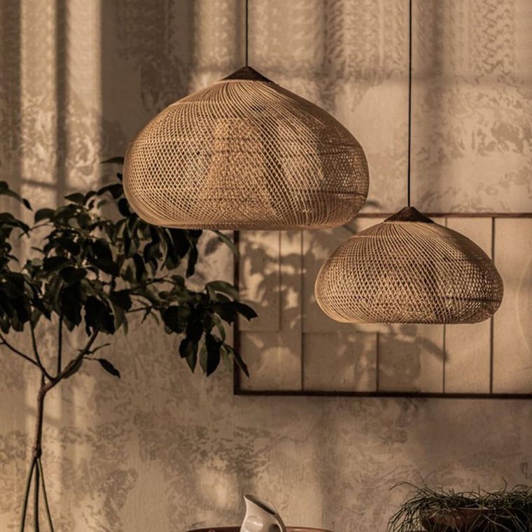 Dekoracyjna, rattanowa lampa wisząca, naturalny kolor, 40 cm