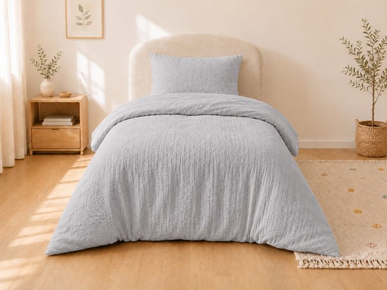 Detexpol, 2-częściowy komplet dwustronnej pościeli, muślin, szary, 100-135 cm