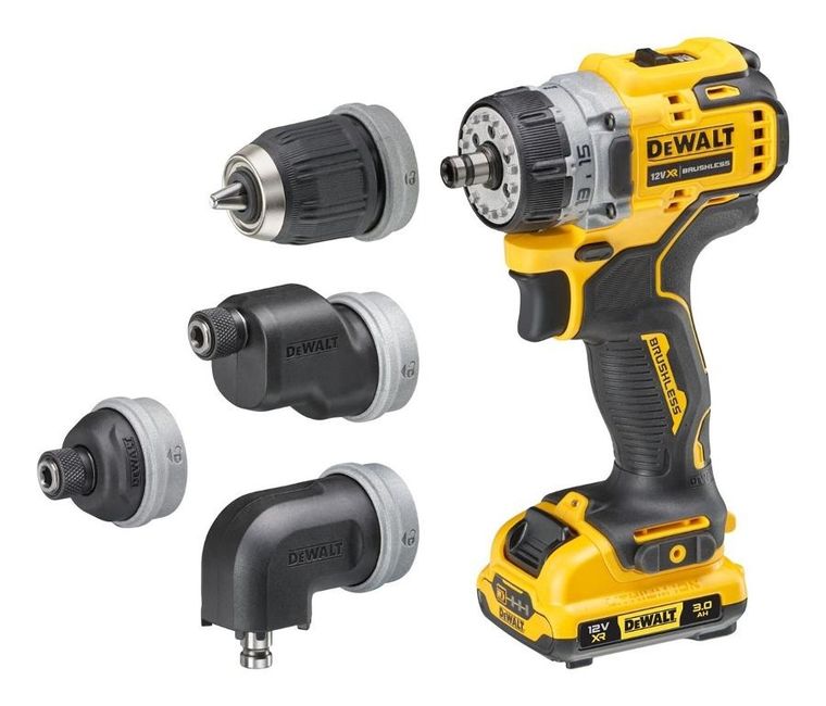 DeWalt, wiertarko-wkrętarka z 4 głowicami, 12V, DCD703L2T