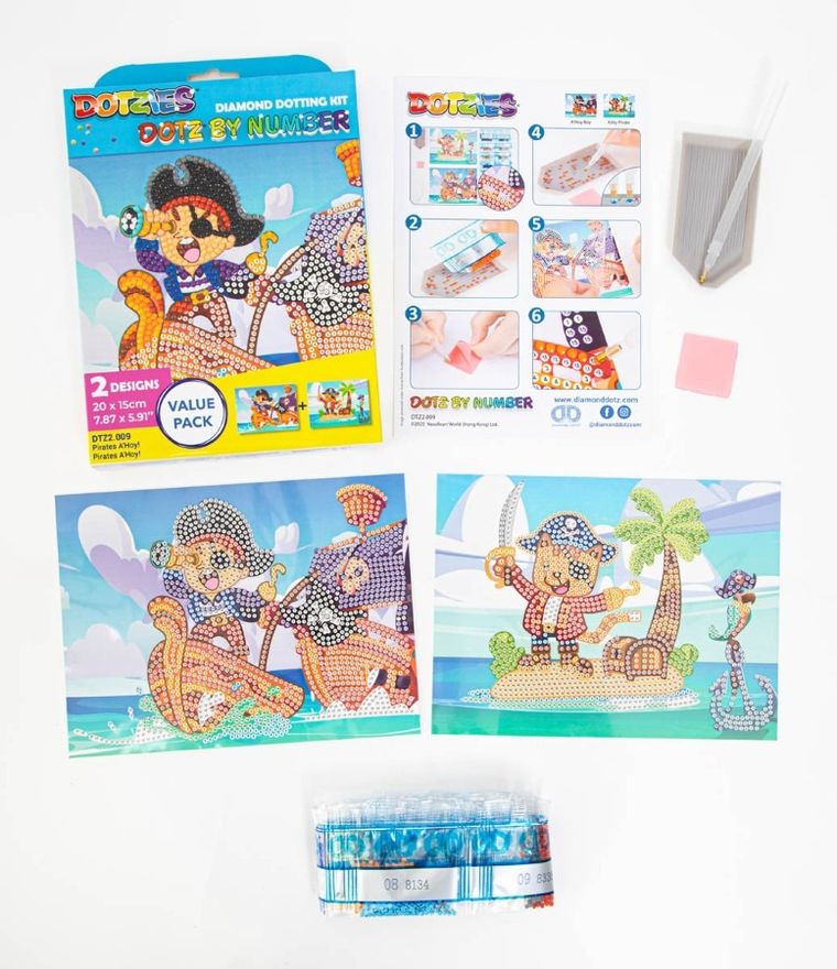 Diamond Dotz by number, diamentowa mozaika, A'hoy pirates, 2 obrazki