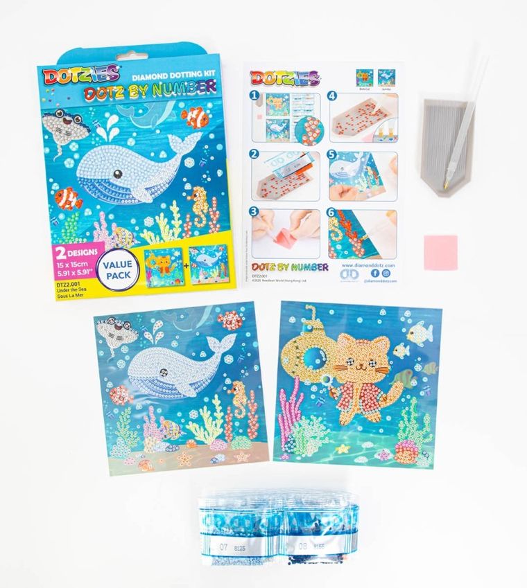 Diamond Dotz by number, diamentowa mozaika, Under the sea, 2 obrazki