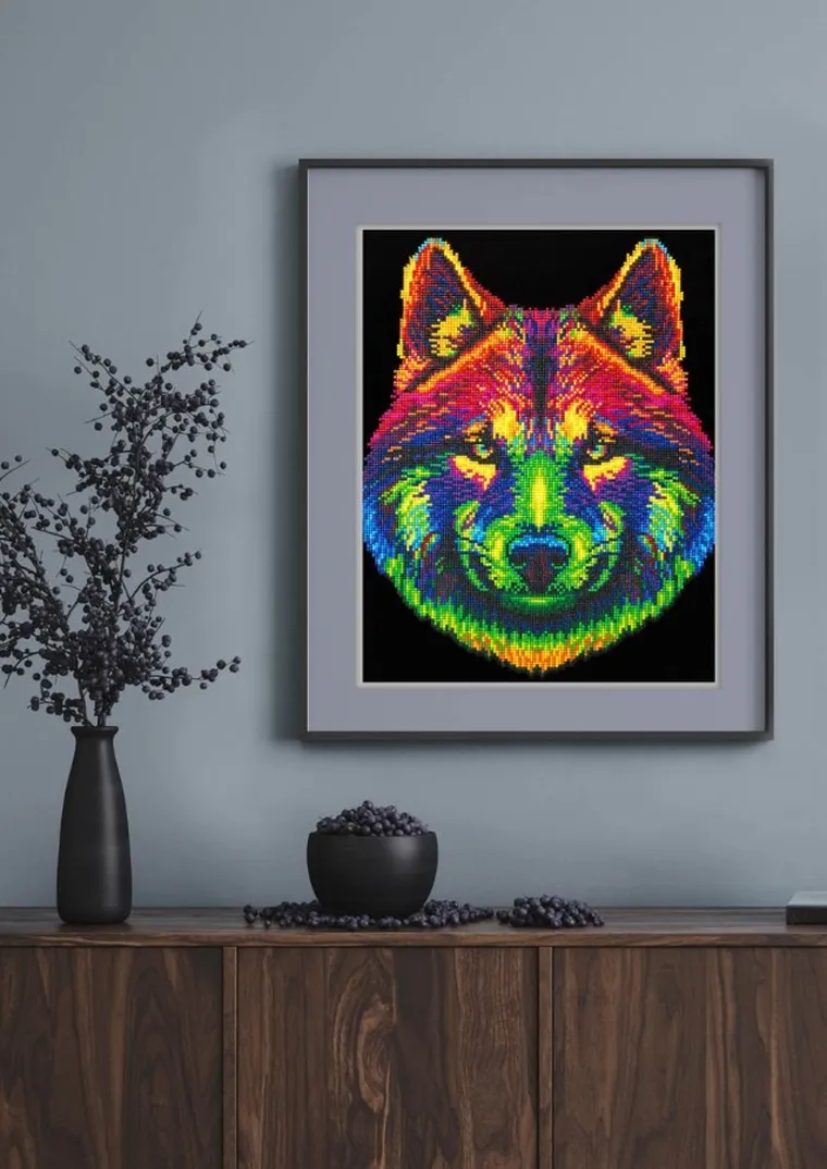 Diamond Dotz, diamentowa mozaika, flokowana, Neon Wolf