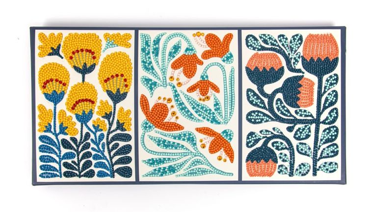 Diamond Dotz, diamentowa mozaika, Modern Floral Triptych