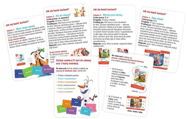 Disney uczy. Tworzę zdania i czytam. Karty