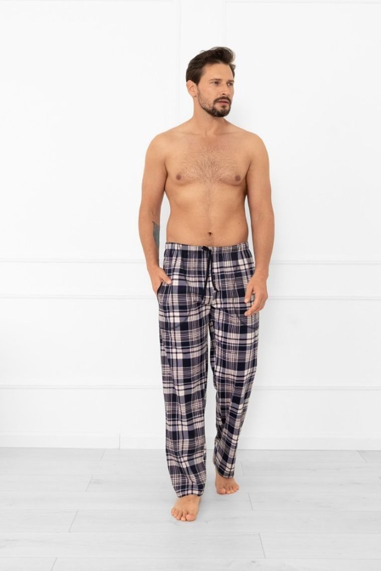 Dół od piżamy męski, niebieski, Edwin, Italian Fashion