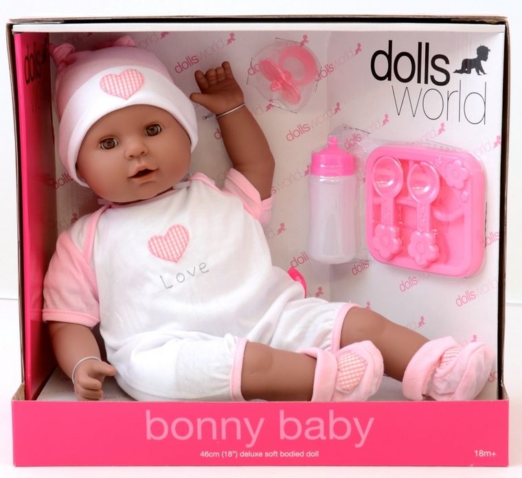 Dolls World, Lalka Bobas "Bonny Baby Black", 46 cm