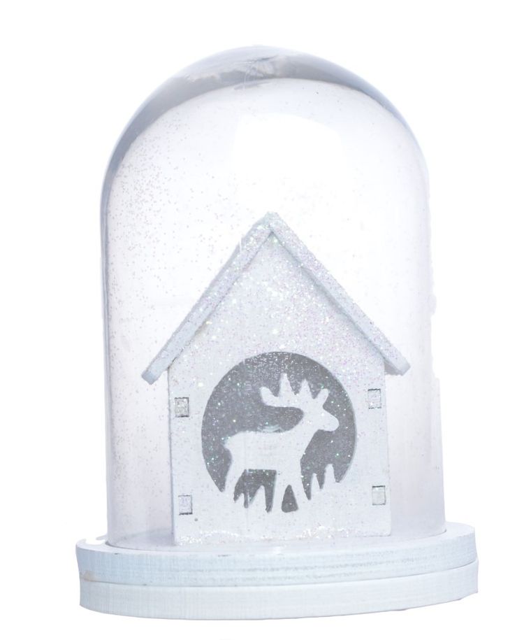 Domek led w szkle, biały, 7-7-9 cm