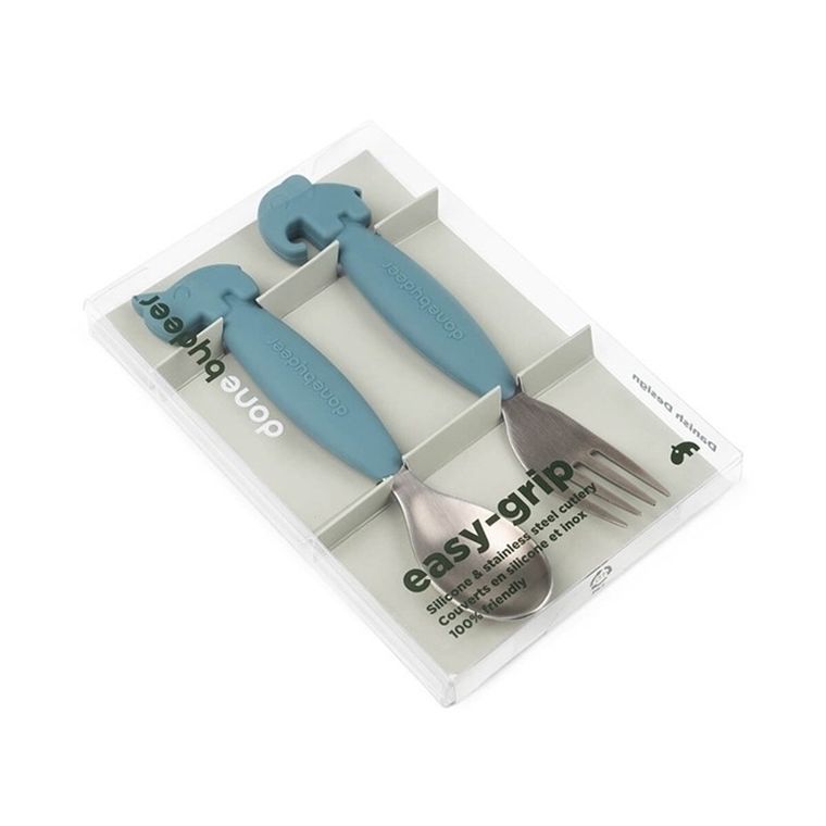 Done by Deer, Easy-Grip, sztućce dla dziecka, blue, 2 szt.