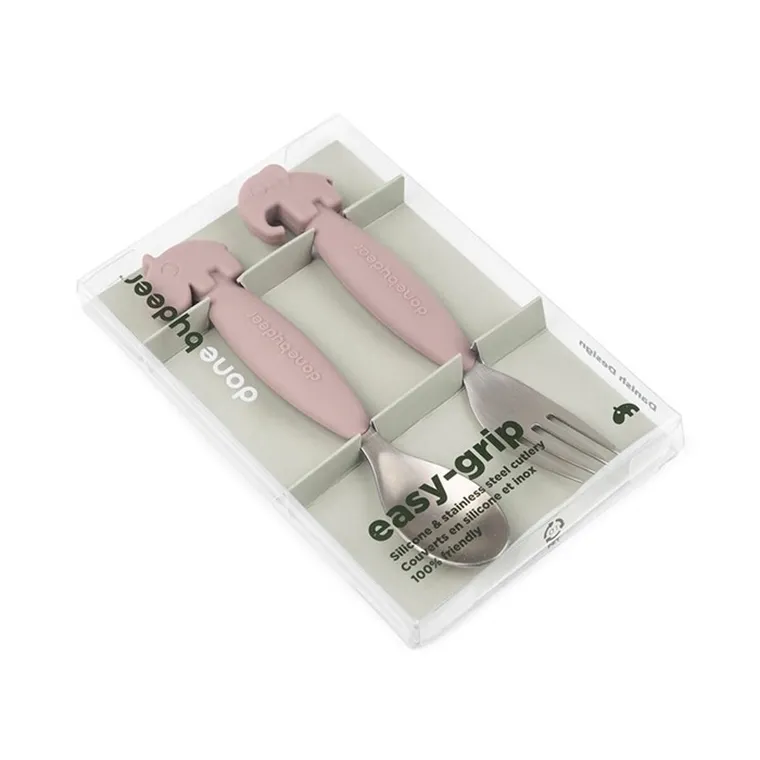 Done by Deer, Easy-Grip, sztućce dla dziecka, powder, 2 szt.