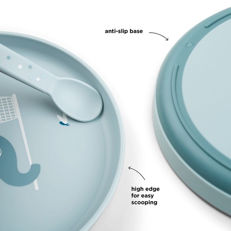 Done by Deer, Foodie, Elphee, talerzyk dla dziecka, blue