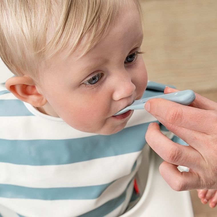 Done By Deer, Foodie, Happy Dots, sztućce dla dziecka, Blue