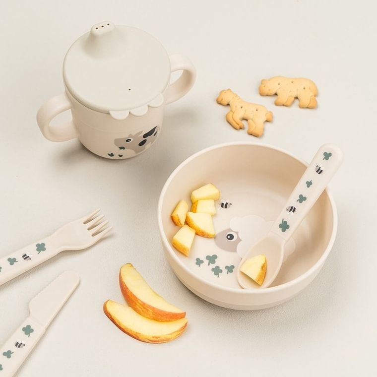 Done by Deer, Foodie, Tiny Farm, miska dla dziecka, sand