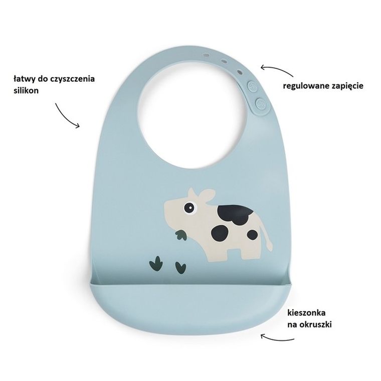 Done by Deer, Krówka Dotti, śliniak silikonowy z kieszonką, bue