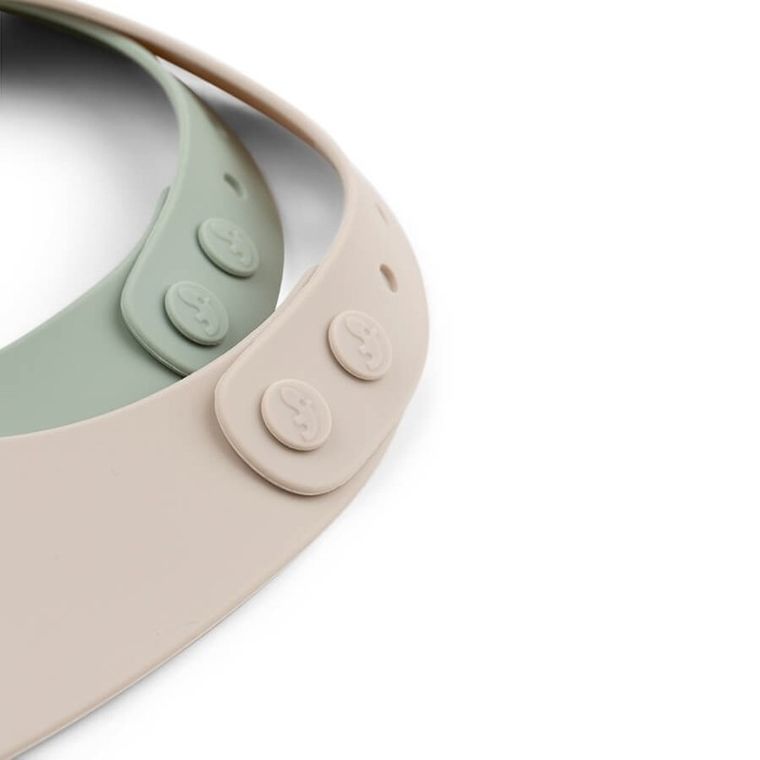 Done By Deer, Lalee, śliniak silikonowy, Sand, Green, 2 szt.