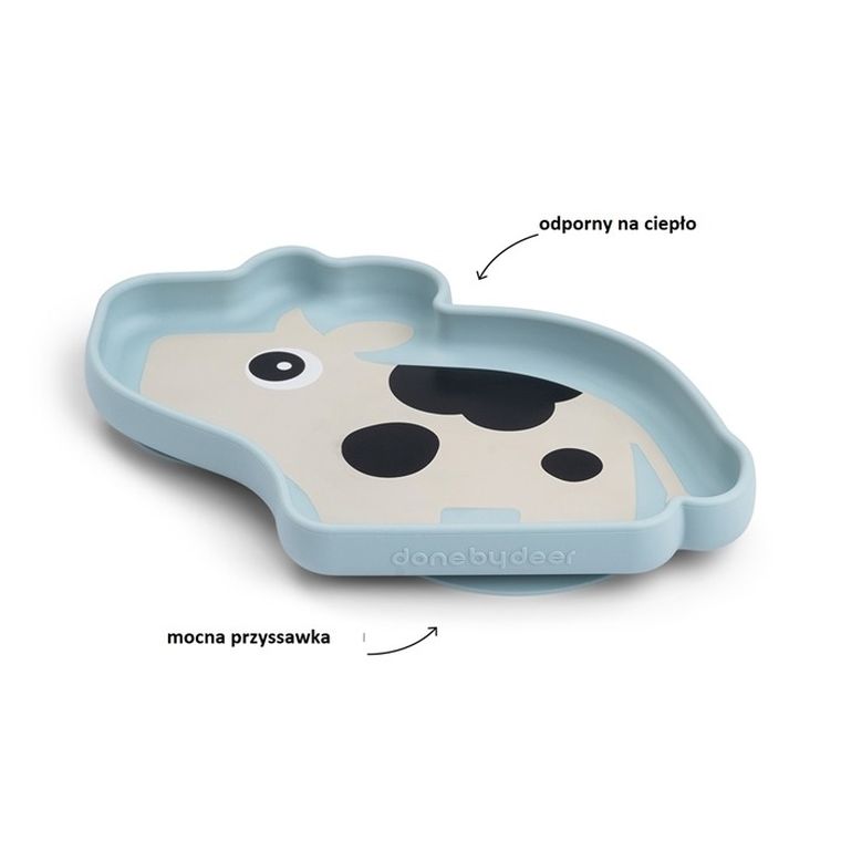 Done by Deer, Stick&Stay, Krówka Dotti, talerzyk z przyssawką, blue
