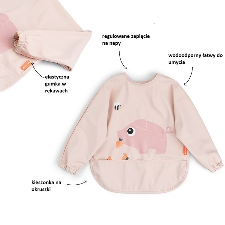 Done by Deer, Tiny Farm, śliniak z rękawami, 6-18 m, powder