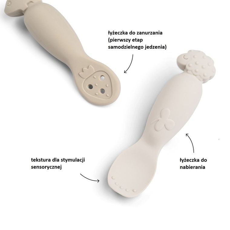 Done by Deer, Tiny Farm, zestaw łyżeczek do nauki jedzenia, sand