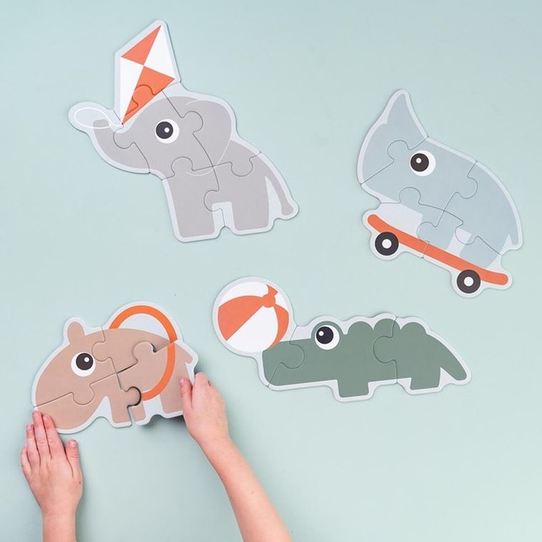 Done by Deer, Zwierzątka na placu zabaw, pierwsze puzzle 4w1