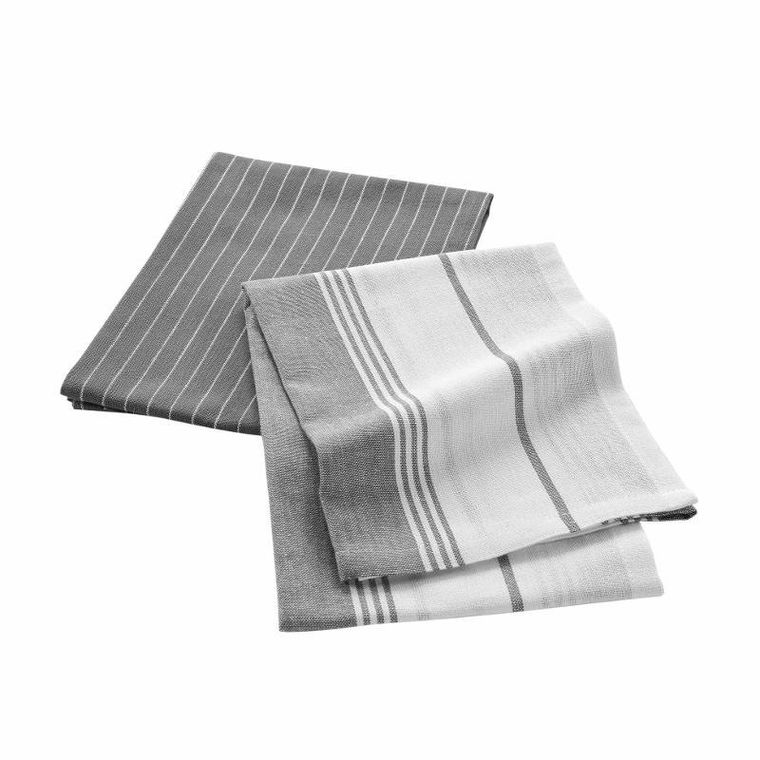 Douceur d'intérieur, bawełniane ręczniki kuchenne, Grand Chef, szare, 2 szt.